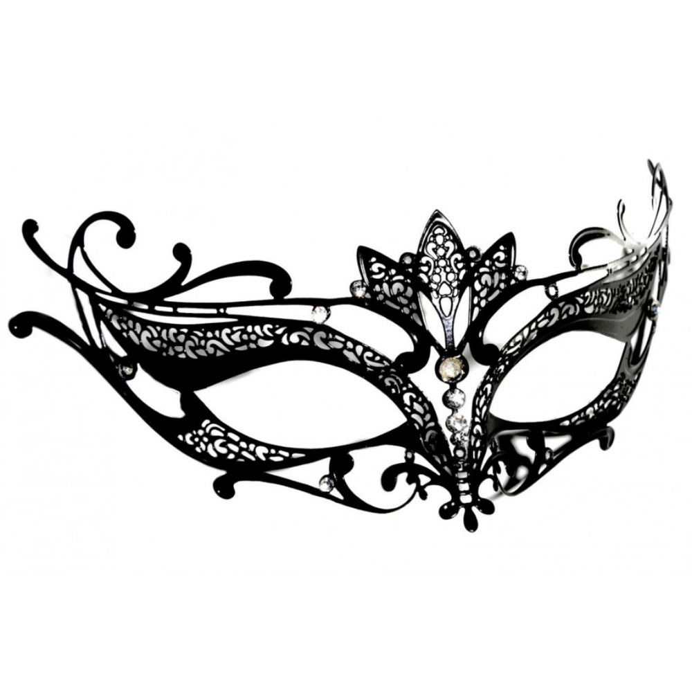 Black Halloween Mask with Rhinestones